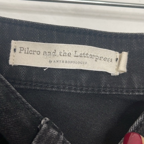 Anthropologie PILCRO high-rise denim black stretch leggings ankle zippers Sz 32 - Picture 4 of 7